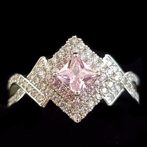 Bergamo 925 Silver Pink CZ Diamond Cocktail Ring